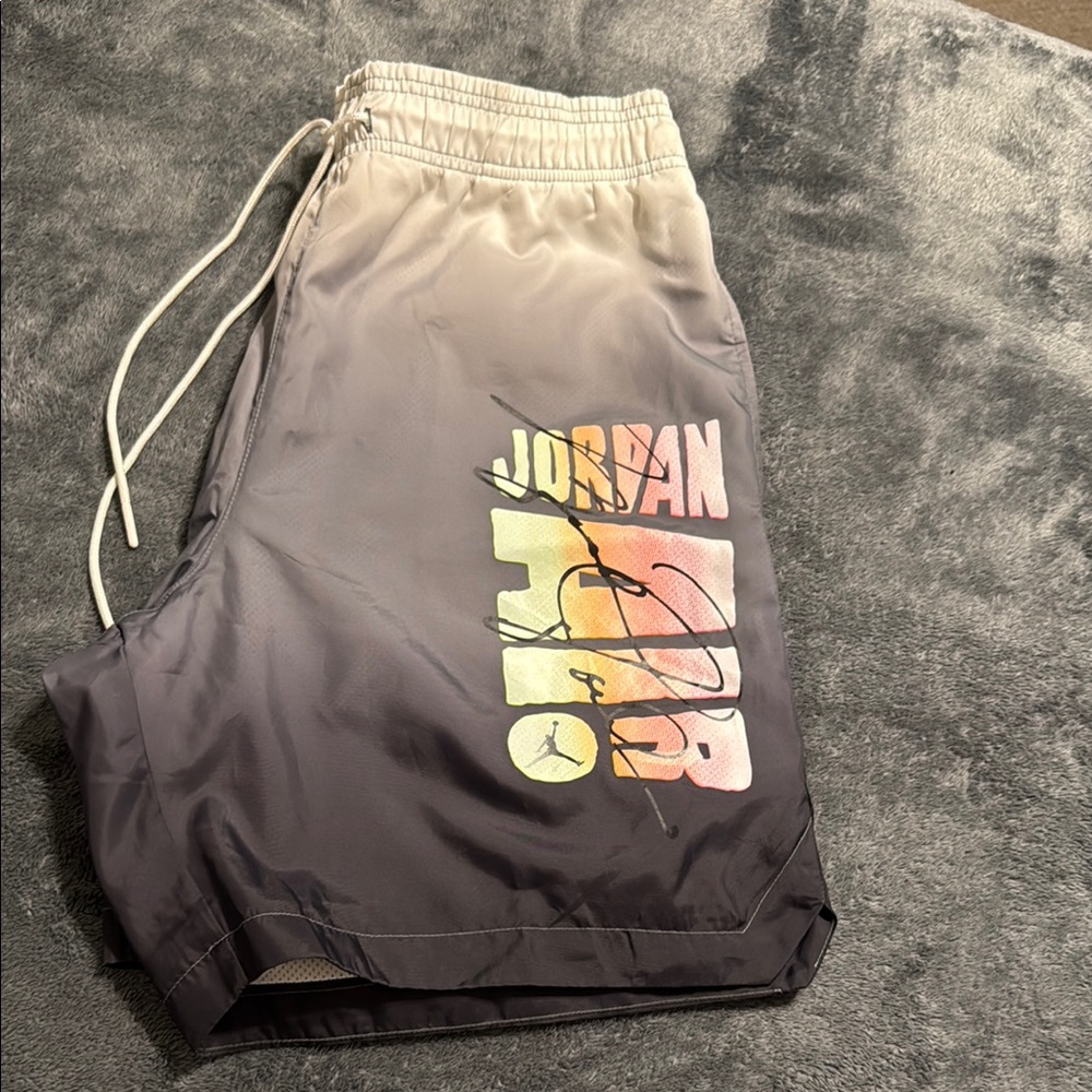 Jordan White and Gray Gradient Shorts